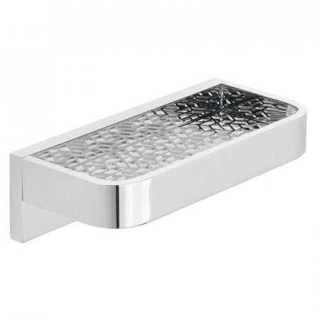 Vado Omika 200mm chrome wall-mounted bathroom shelf with geometric insert and rounded edges