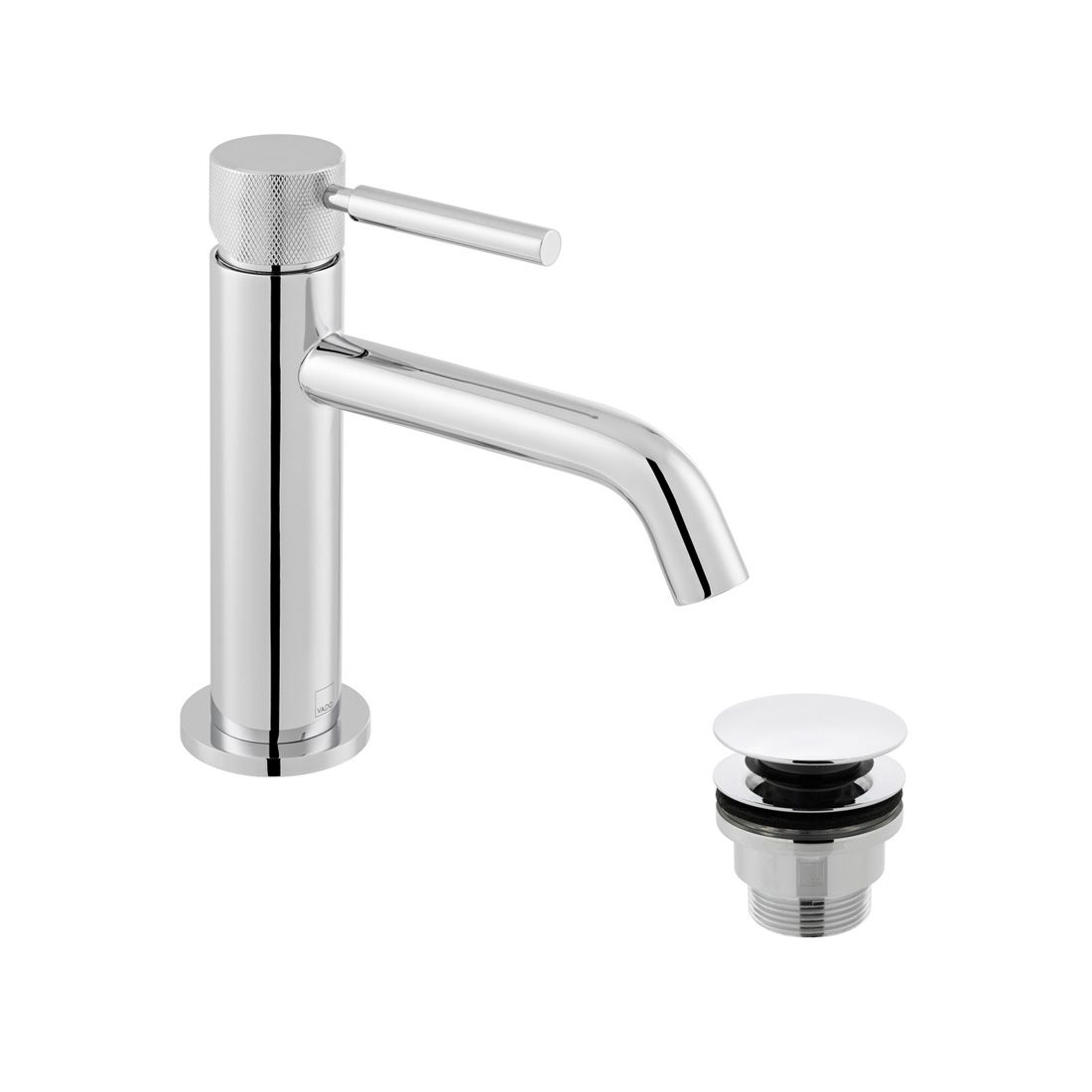 Vado Origins Single Taphole Slimline Mono Basin Mixer Tap With Universal Waste and Knurled Accents  - Chrome - ORI-200/CC-CPK