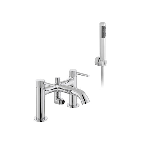 Vado Knurled Accents Bath Mixer Tap With Shower Kit - Polished Chrome - ORI-230+K-CPK