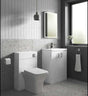 Nuie Arno 2-Door Floor Standing Vanity Unit in gloss white with ceramic basin in modern bathroom setting