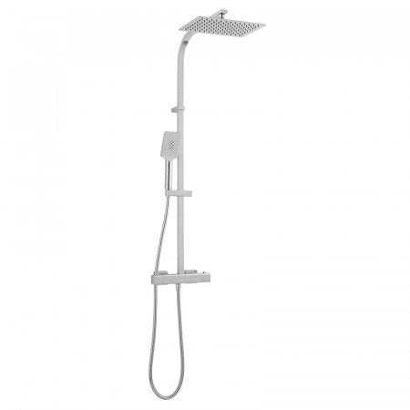 Vado Shower Valves chrome rigid riser shower unit with square rain showerhead and handheld spray