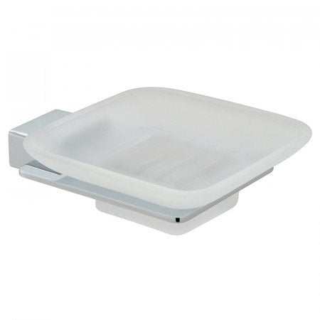 Vado Phase Frosted Glass wall-mounted soap dish with chrome holder