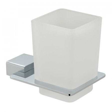 Vado Phase frosted glass wall-mounted tumbler and chrome holder for bathroom accessories