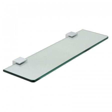 Vado Phase Frosted Glass Shelf 450mm with chrome brackets for modern bathroom storage