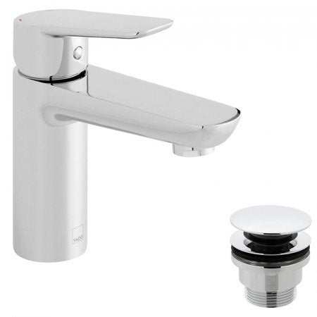Vado Photon Mono Basin mixer tap with single lever and clic-clac waste in sleek chrome finish