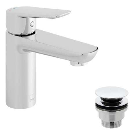 Vado Photon Single Taphole Mono Basin Mixer Tap with Universal Waste and Ecoturn Technology - Chrome - PHO-100FW/CC-CP