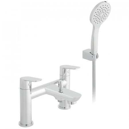 Vado Photon 2 Hole Bath Shower Mixer Deck Mounted Chrome with handheld shower kit and dual lever controls