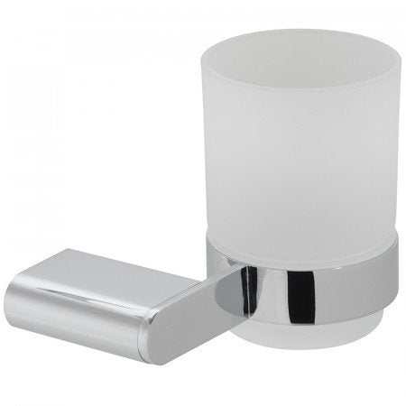 Vado Photon frosted glass tumbler with chrome wall-mounted holder for bathroom accessories