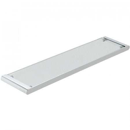 Vado Photon clear glass shelf 573mm with chrome frame for modern bathrooms