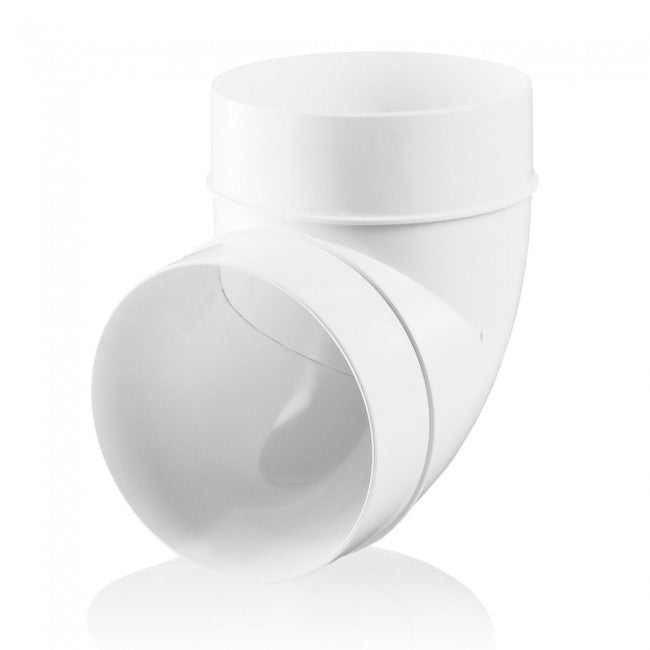 Blauberg circular round plastic ventilation duct 90 degree bend 5 inch 125mm white durable elbow joint