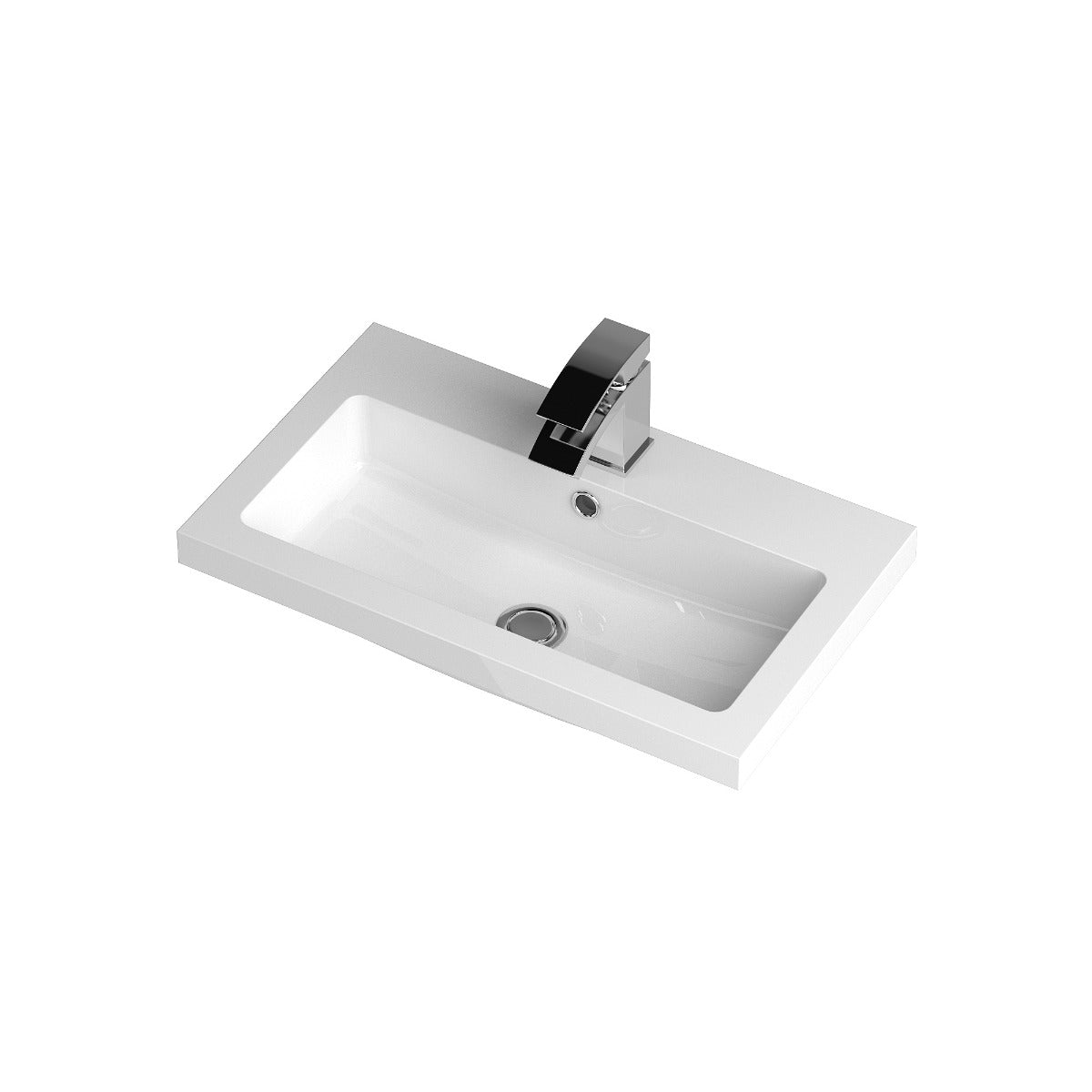 Nuie Arno Compact Polymarble Basin 1 Tap Hole 600mm - White - PMB313 - TAP 'N' SHOWER