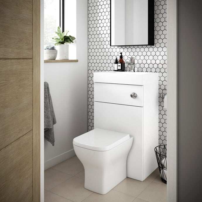 Nuie Athena Combination Toilet and Basin Unit 500mm Wide - Gloss White - PRC145CB - (Toilet Pan Not Included)