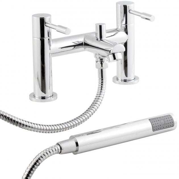 Nuie Series 2 Pillar Mounted Bath Shower Mixer Tap - Chrome - FJ314