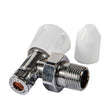 Kartell Galaxy Angled Lockshield Valve with Drain - Off 15mm - White/Chrome - LSDOGA15 - TAP 'N' SHOWER