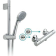 Vado Exposed Shower Valve package in chrome with handheld showerhead and wall-mounted valve unit
