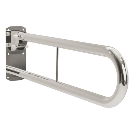 Bathex Professional Double Arm Hinged Support Rail with Toilet Roll Holder 760mm - Mirror Polish - 35100