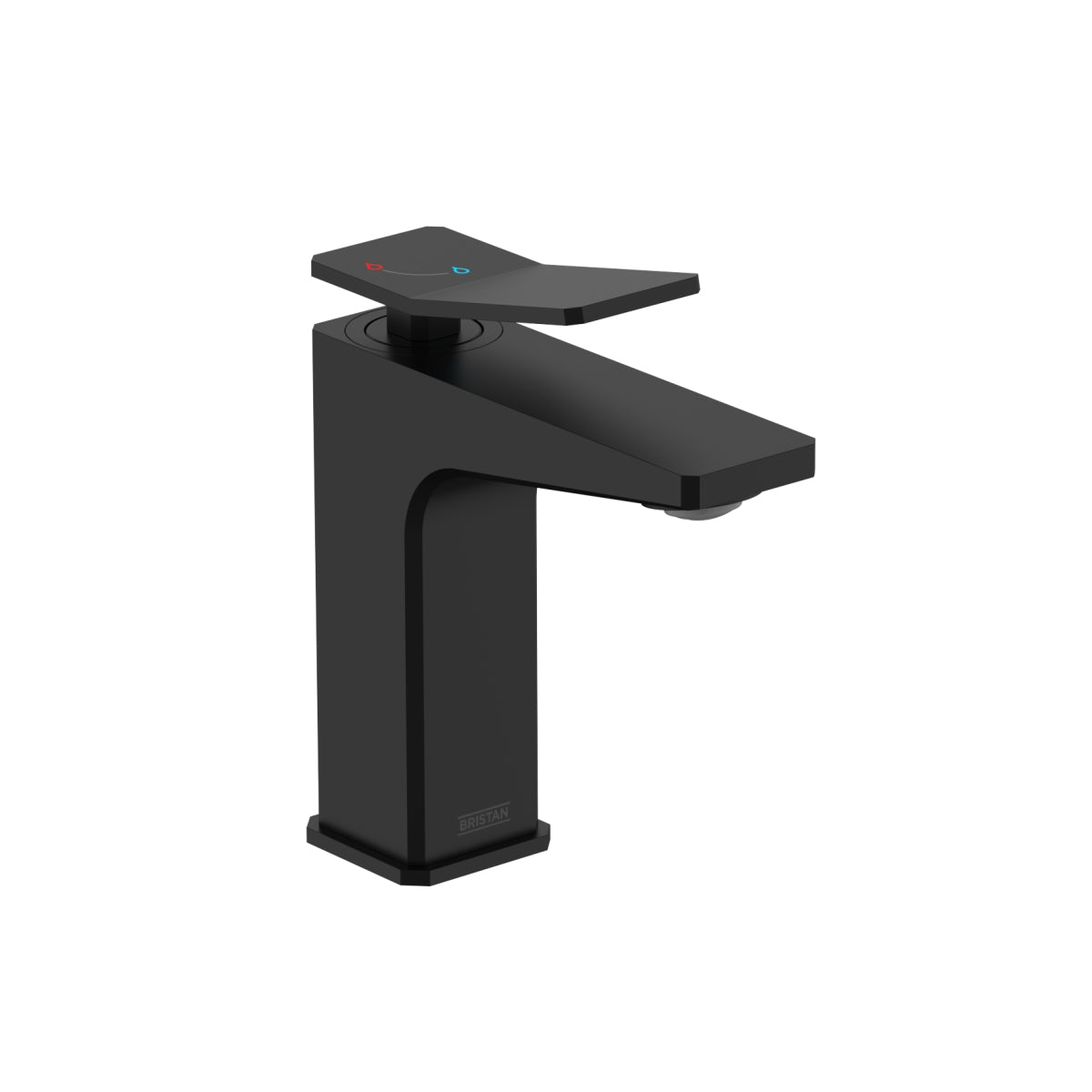 Bristan Tangram Eco Start Basin Mixer With Clicker Waste - Black - TAN ES BAS BLK - TAP 'N' SHOWER