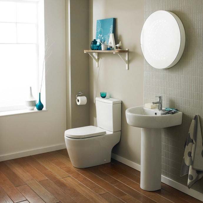 Nuie Provost White Contemporary Semi Flush to Wall Toilet WC with Push