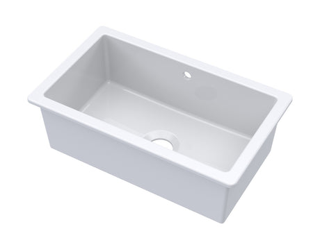 Launde Abbey Inset Single Bowl with Overflow 762mm x 457mm x 254mm - White