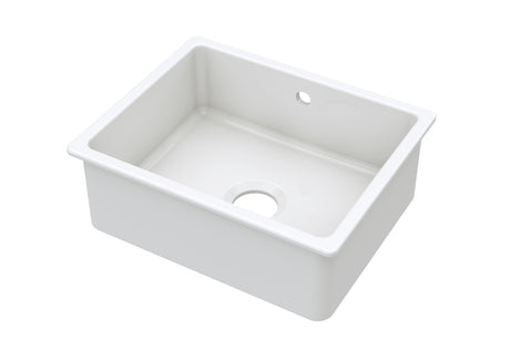 Launde Abbey Inset Single Bowl with Overflow & Central Waste 548mm x 442mm x 197mm - White