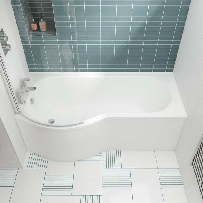 Nuie Shower Baths White Contemporary 1500 Bath, Screen and Front Panel Right Hand - SBATH25