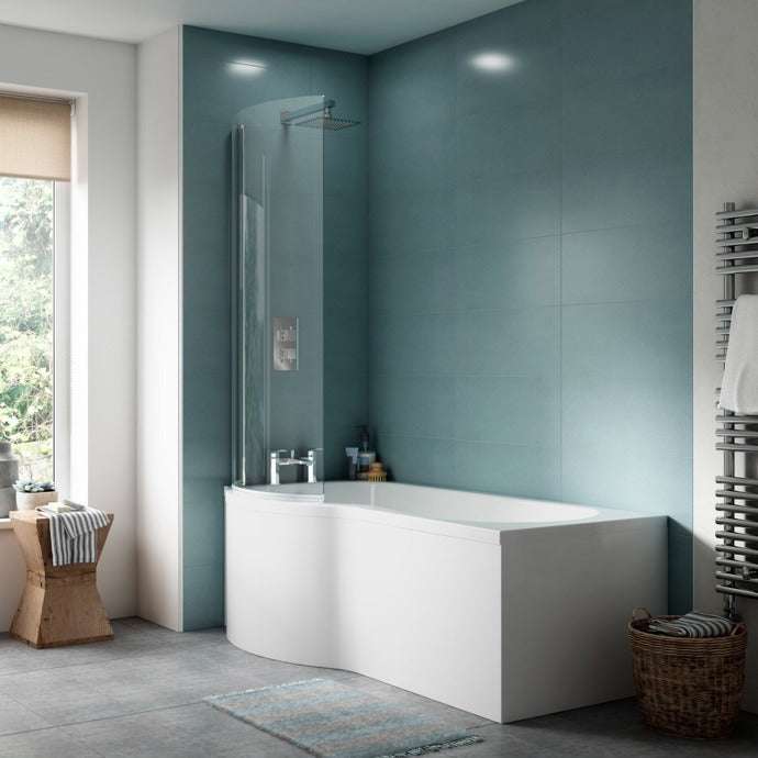 Nuie Shower Baths White Contemporary 1500 x 850 P Shape Bath Left Hand - WBP1585L