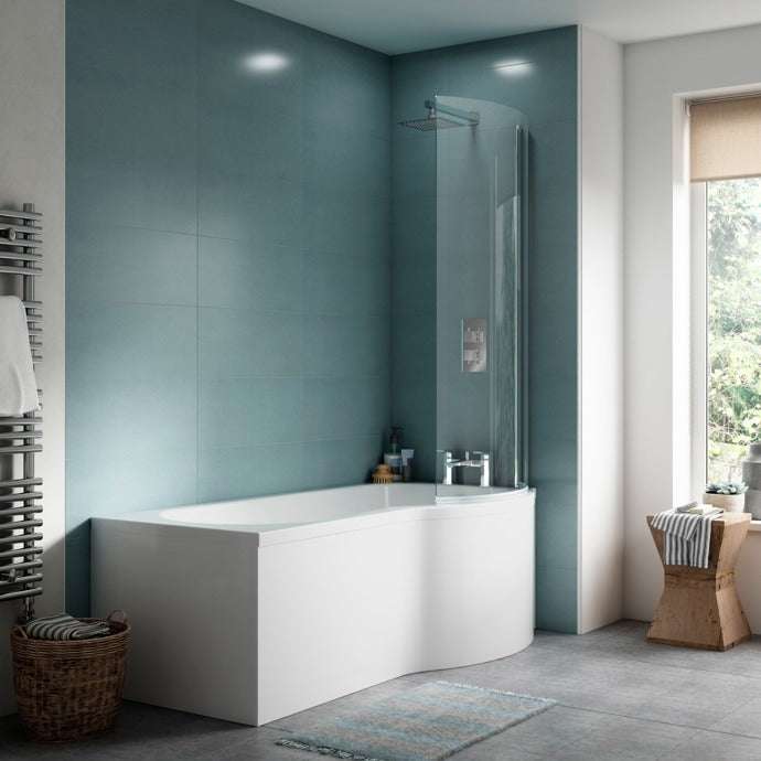 Nuie Shower Baths White Contemporary 1600 x 850 P Shape Bath Right Hand - WBP1685R