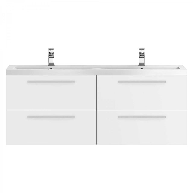 Hudson Reed Quartet Wall Mounted Double Vanity Unit with Basin 1440mm 