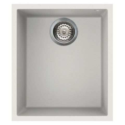 Reginox Quadra 100 white granite 1 bowl kitchen sink with chrome basket waste and smooth stone-like surface
