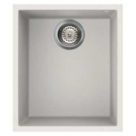 Reginox Quadra 100 white granite 1 bowl kitchen sink with chrome basket waste and smooth stone-like surface
