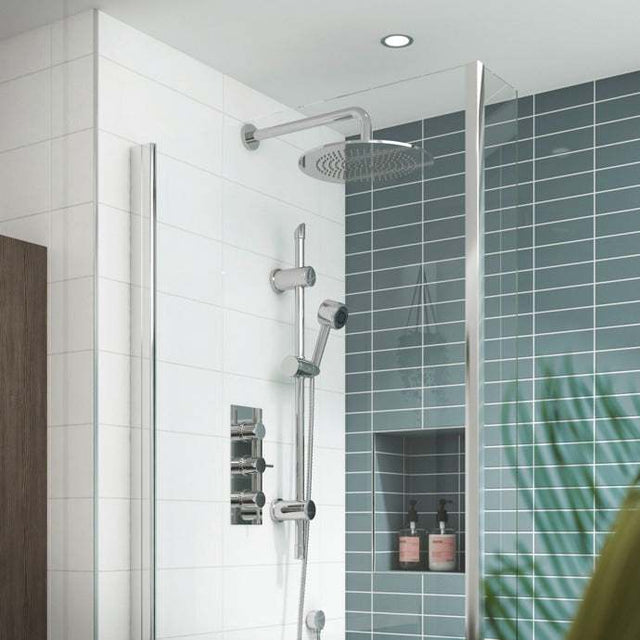 Nuie Triple Handle Quest Rectangular Concealed Shower Valve - Chrome -