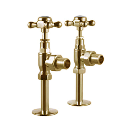 Burlington Angled Radiator Valves Pair - Gold - R6 GOLD