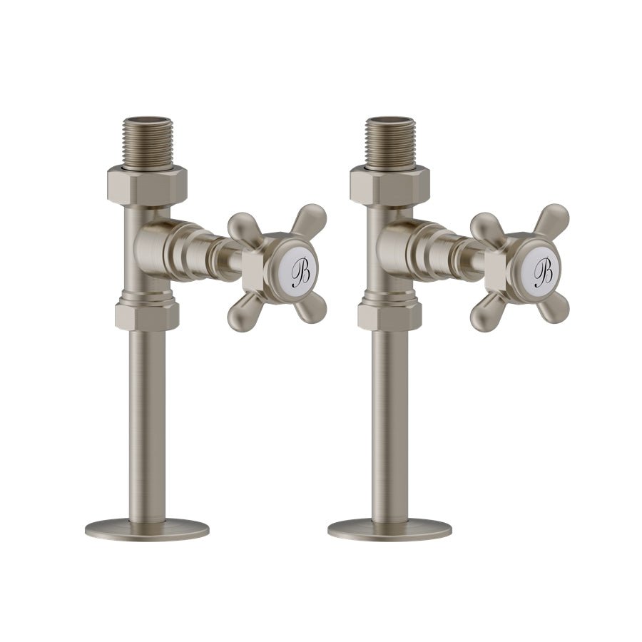 Burlington Straight Radiator Valve - Brushed Nickel - R7 BNKL - TAP 'N' SHOWER
