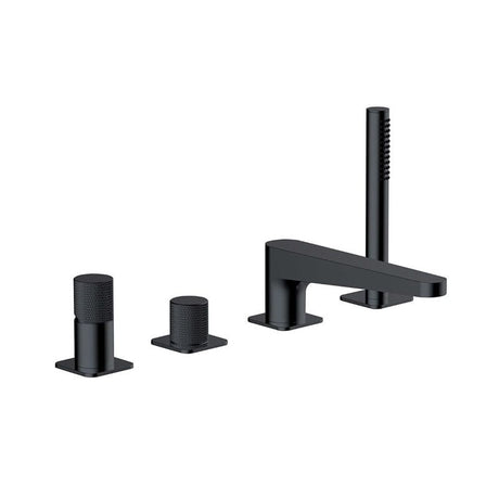 RAK-Amalfi 4 Hole Deck Mounted Bath Shower Mixer - Matt Black - RAKAMA3013B