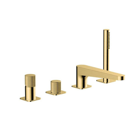 RAK Amalfi 4 Hole Deck Mounted Bath Shower Mixer - Brushed Gold - RAKAMA3013G