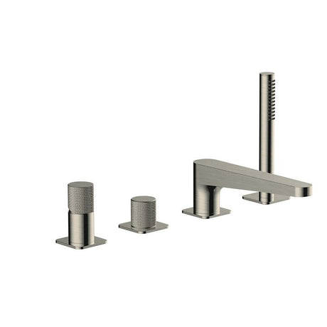 RAK-Amalfi 4 Hole Deck Mounted Bath Shower Mixer - Brushed Nickel - RAKAMA3013N