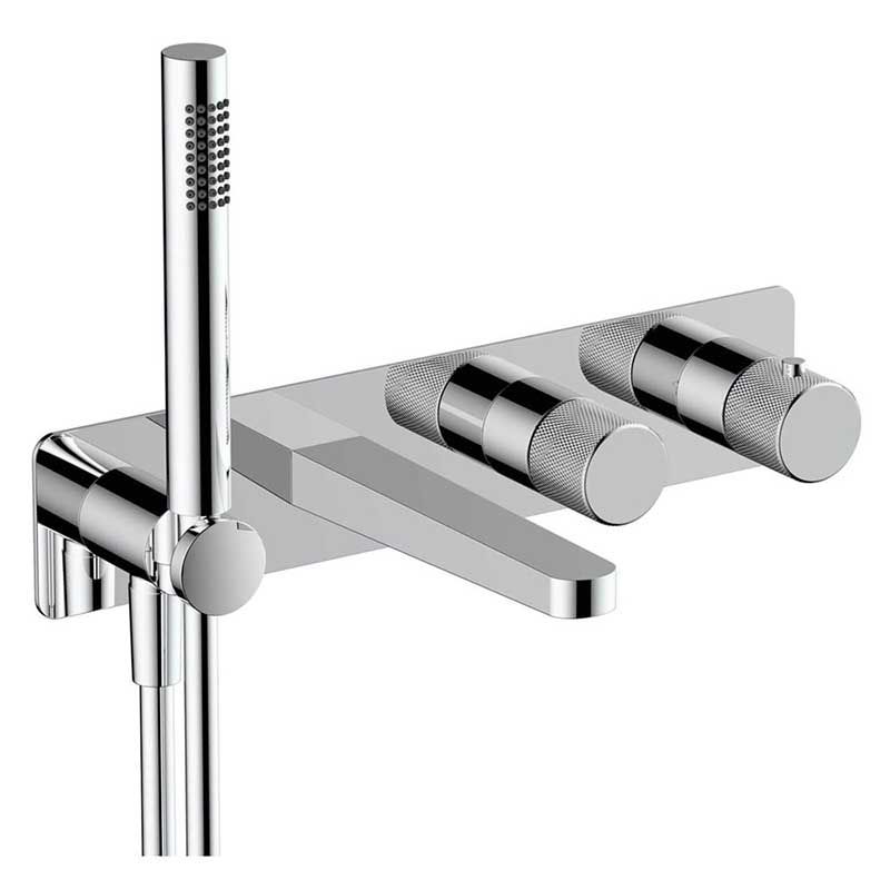 RAK Amalfi Horizontal Dual Outlet Thermostatic Concealed Shower Valve with Handset - Brushed Nickel - RAKAMA3306N