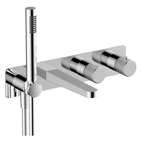 RAK Amalfi Horizontal Dual Outlet Thermostatic Concealed Shower Valve with Handset - Brushed Nickel - RAKAMA3306N