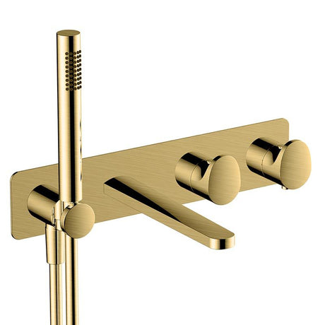 RAK Horizontal Dual Outlet Thermostatic Concealed Shower Valve With Hand Shower - Brushed Gold - RAKITA3306G