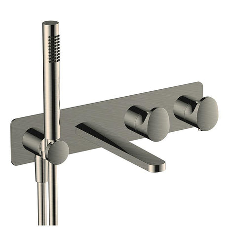 RAK Horizontal Dual Outlet Thermostatic Concealed Shower Valve With Hand Shower - Brushed Nickel - RAKITA3306N