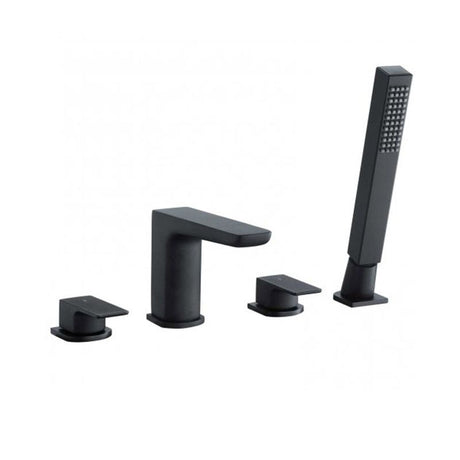 RAK Moon 4 Hole Deck Mounted Bath Shower Mixer - Black - RAKMOO3013B