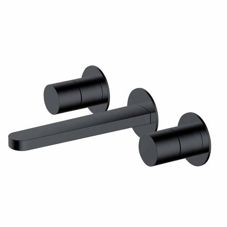 Rak Petit Round Wall Mounted 3 Hole Basin Mixer - Matt Black - RAKPER3010B