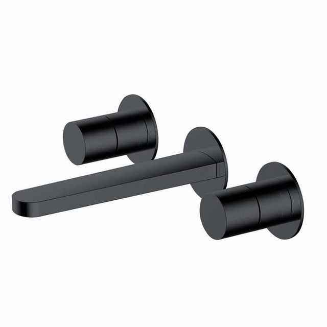 Rak Petit Round Wall Mounted 3 Hole Basin Mixer - Matt Black - RAKPER3010B