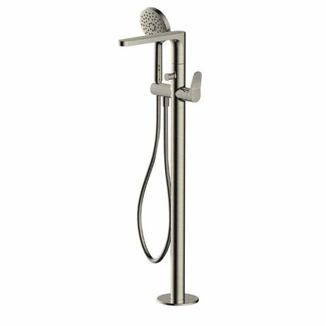 Rak Petit Round Floor Standing Bath Shower Mixer - Brushed Nickel - RAKPER3014N