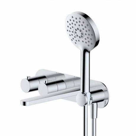 Rak Petit Round Wall Mounted Thermostatic Bath Shower Mixer Dual Outlet - Chrome - RAKPER3306C