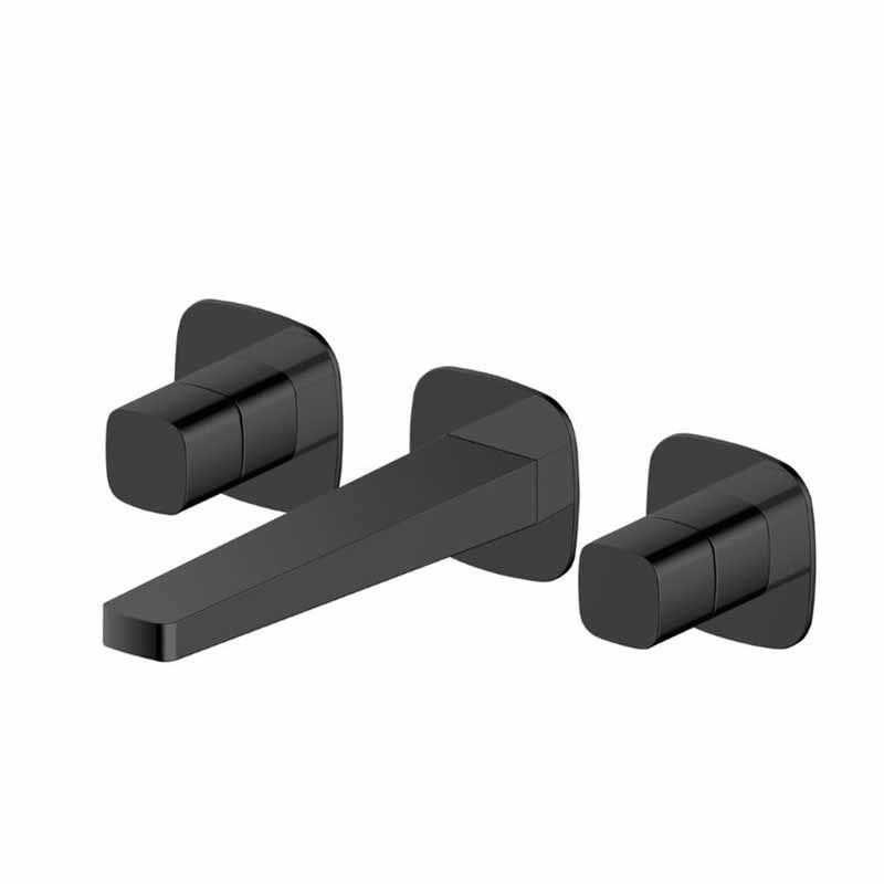 Rak Petit Square Wall Mounted 3 Hole Basin Mixer - Matt Black - RAKPES3010B - TAP 'N' SHOWER