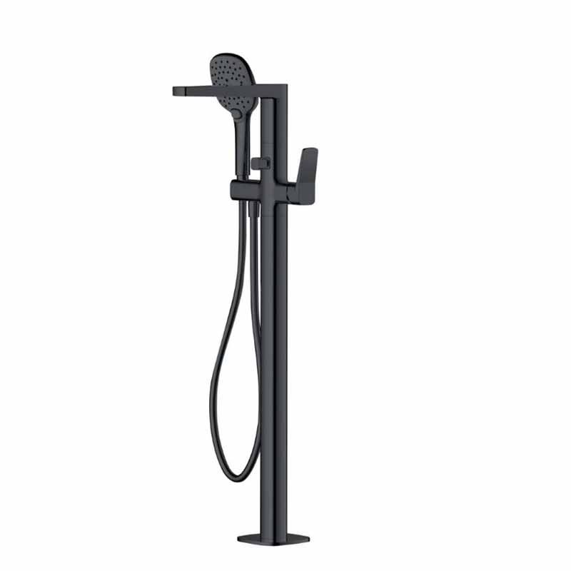 Rak Petit Square Floor Standing Bath Shower Mixer - Matt Black - RAKPES3014B