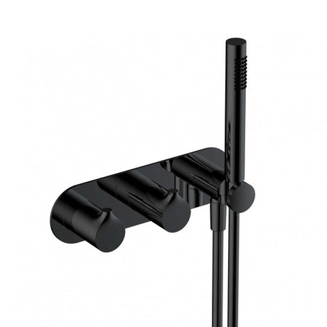 RAK Sorrento Horizontal Dual Outlet Thermostatic Concealed Shower Valve with Handset - Matt Black - RAKSOR3305B