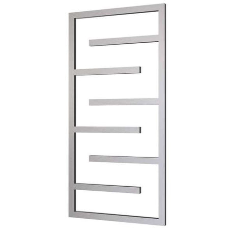 Radox Aztec 1265mm H chrome designer heated towel rail with modern rectangular frame and horizontal bars