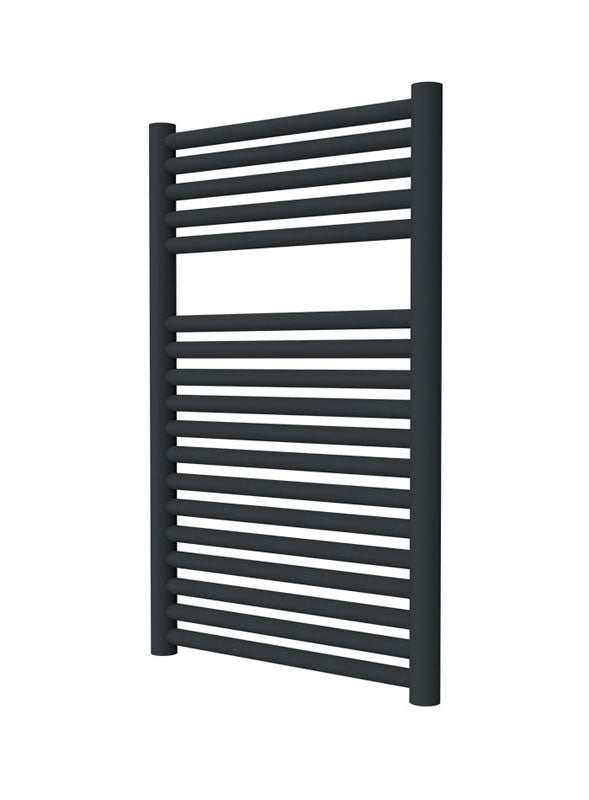 Radox Hercules 800mm H matt black designer heated towel rail with contemporary horizontal bars
